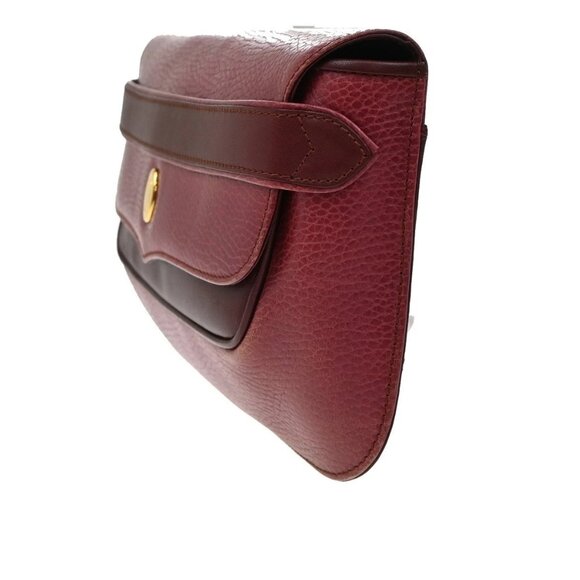 MUST DE CARTIER 2C Logo Clutch Hand Bag Leather Red GHW Spain 60KB362 - Picture 3 of 16